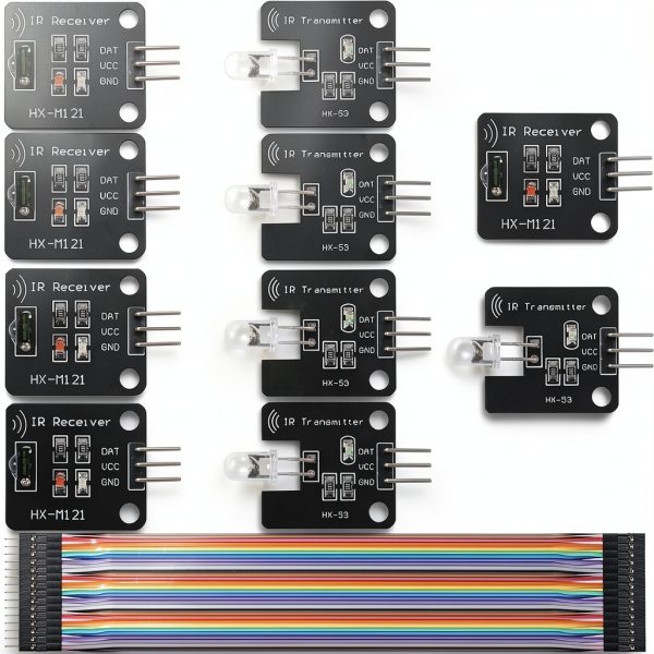5 pcs Digital 38khz Ir Receiver Sensor Module + 5 pcs 38khz Ir Transmitter Sensor Module with Dupont Cable for Arduino Electronic Building Block-0
