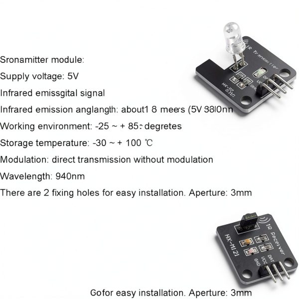 5 pcs Digital 38khz Ir Receiver Sensor Module + 5 pcs 38khz Ir Transmitter Sensor Module with Dupont Cable for Arduino Electronic Building Block-4